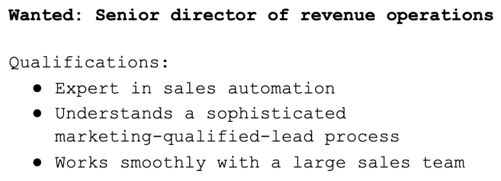 Sample of a job description.