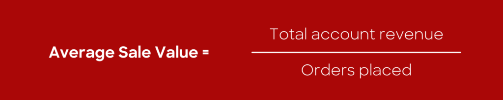 This image shows the average sales value formula.
