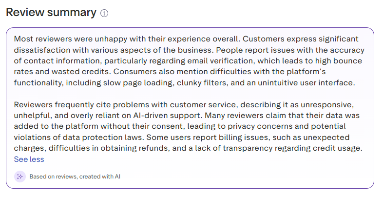 Apollo negative Trustpilot review screenshot 2