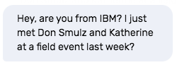 Example of a B2B chatbot greeting script.