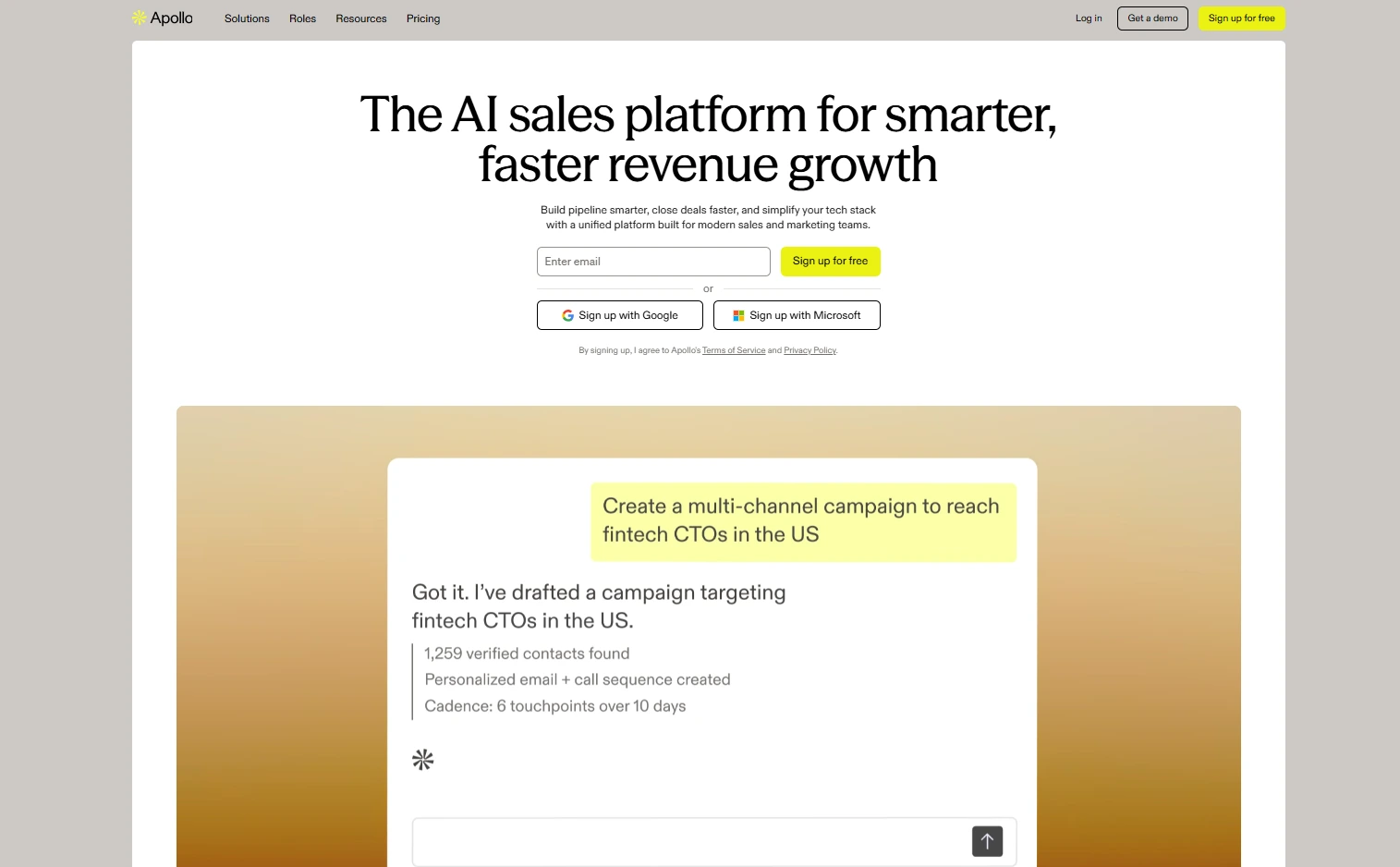 Apollo.io homepage