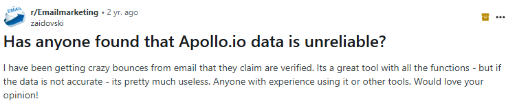 Apollo negative Reddit comment screenshot