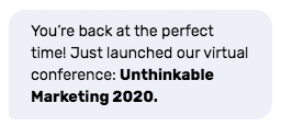 Example of B2B chatbot greeting script.