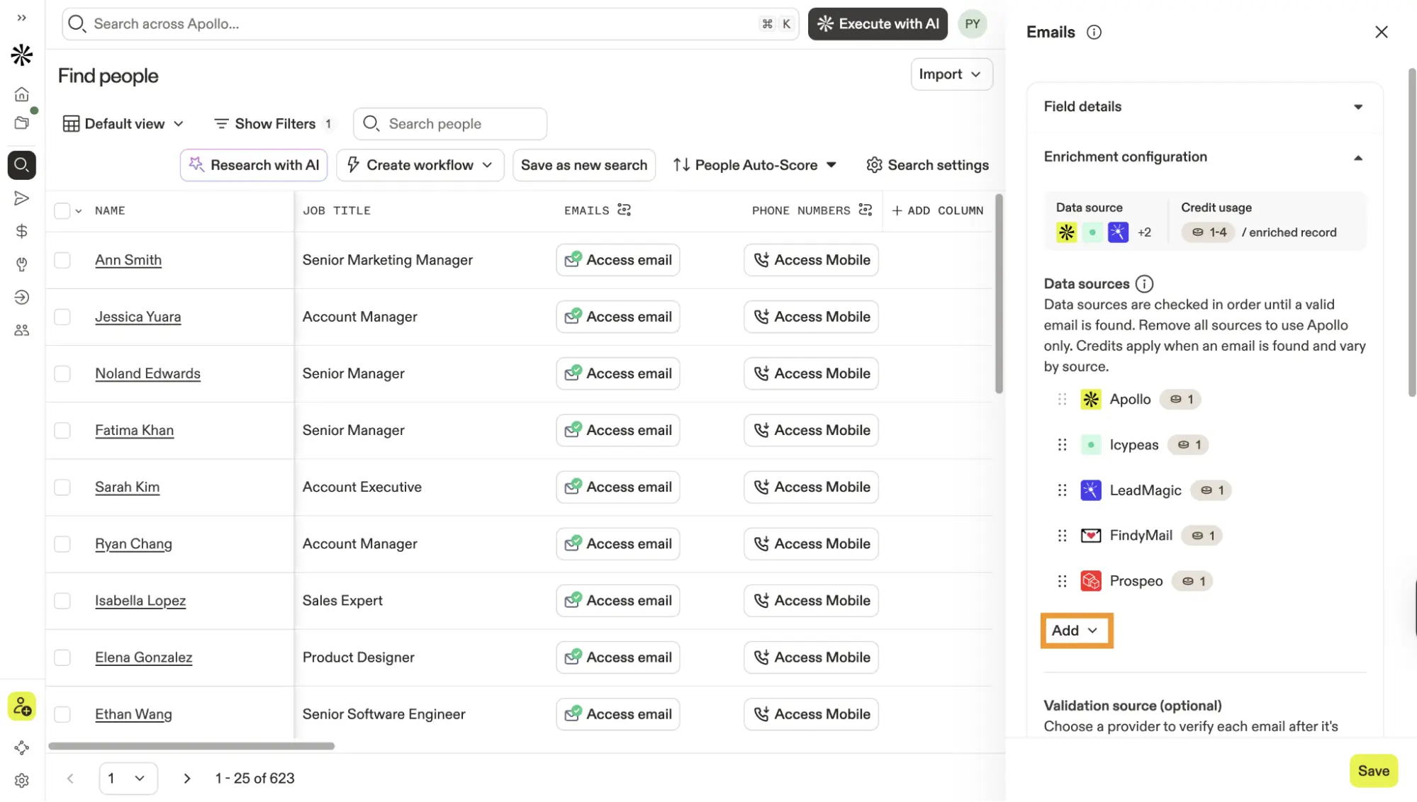 Apollo data enrichment and operations