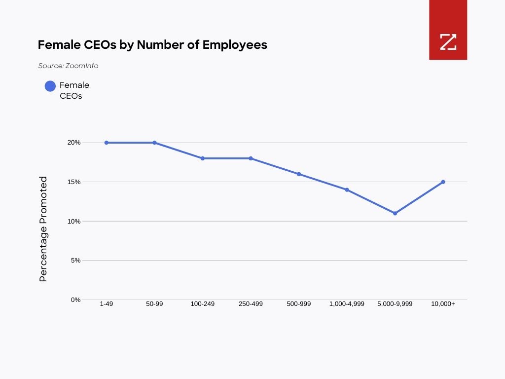 Line Graph - Female CEOs by Number of Employees