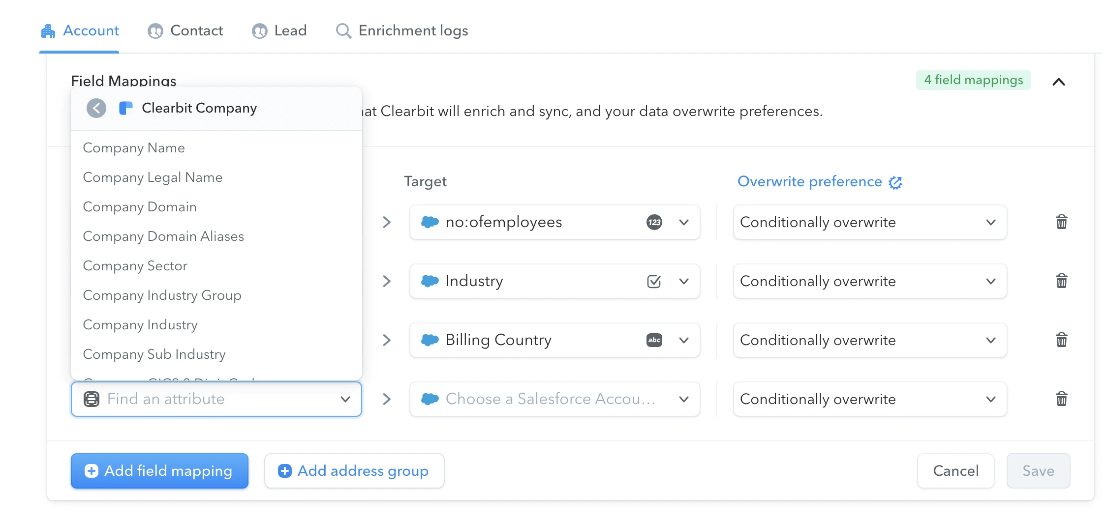Clearbit product graphic for data enrichment