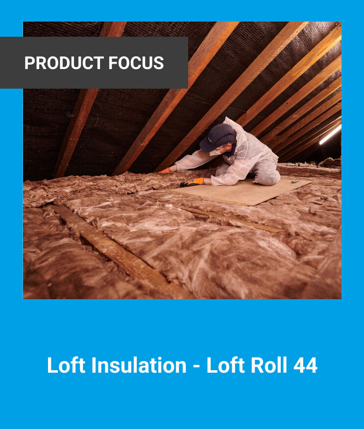 The image shows knauf’s Loft Insulation - Loft Roll 44