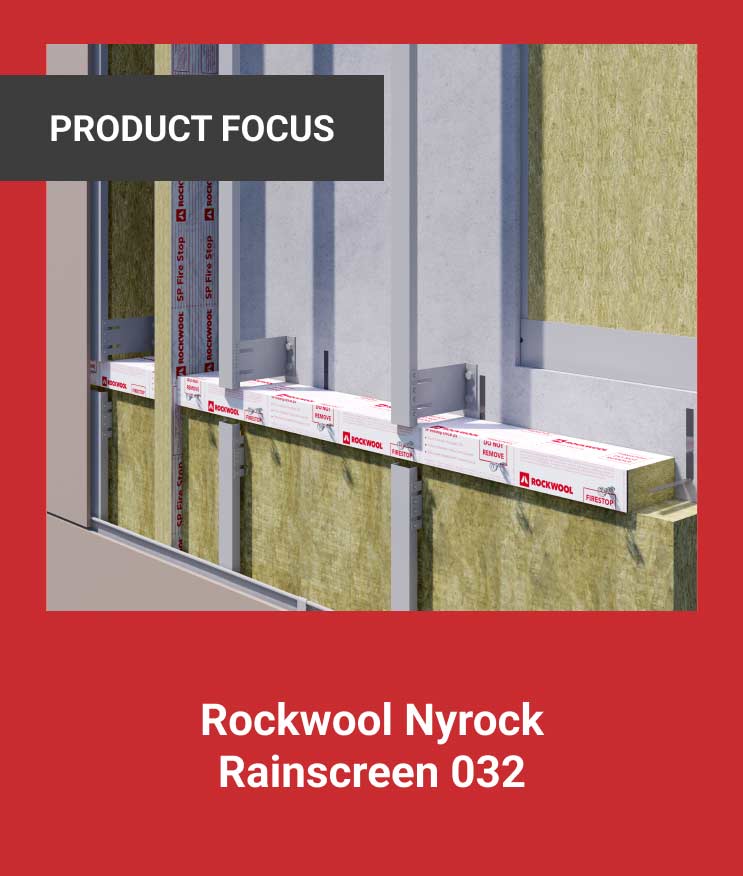 The image shows Rockwool’s nyrock rainscreen 032