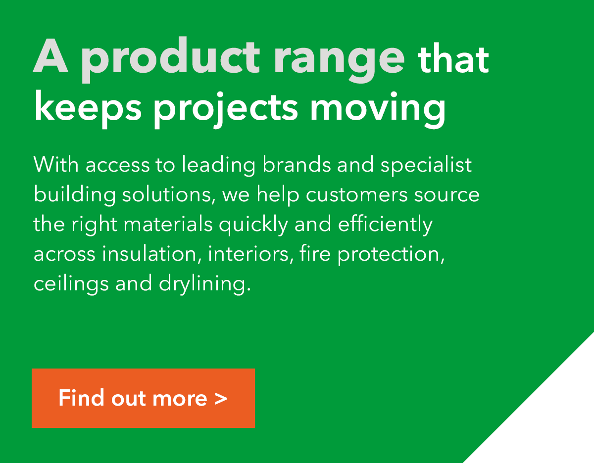 Image with text that reads: A product range that keeps projects moving.