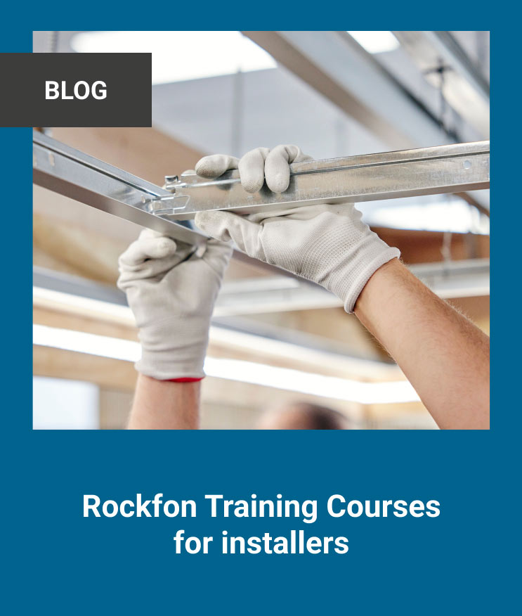 The image shows Rockfon’s training courses for installers.