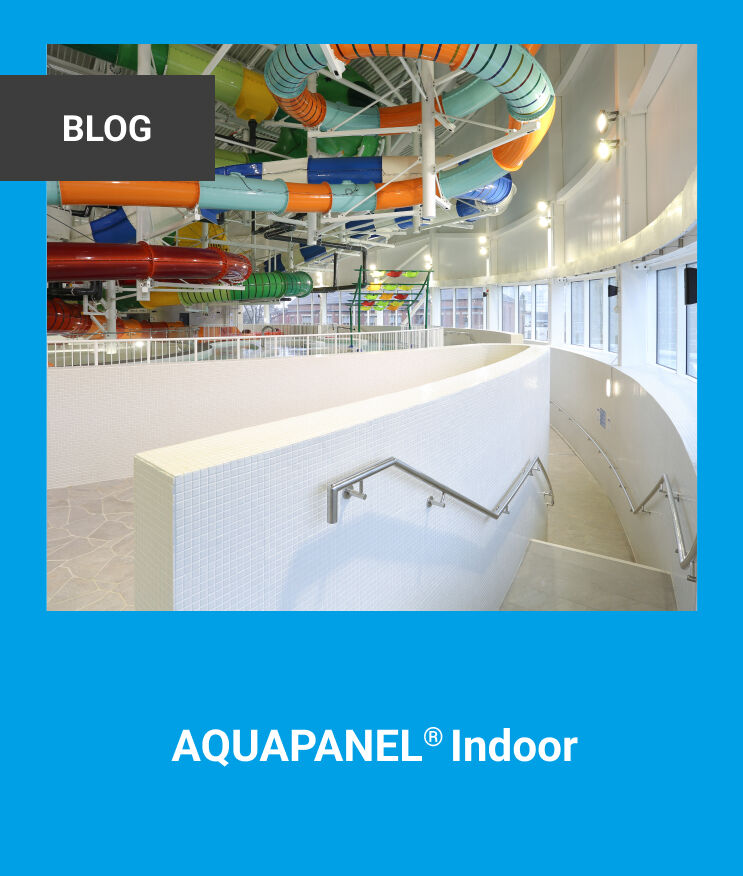 The image shows Knauf’s AQUAPANEL Indoor blog cover