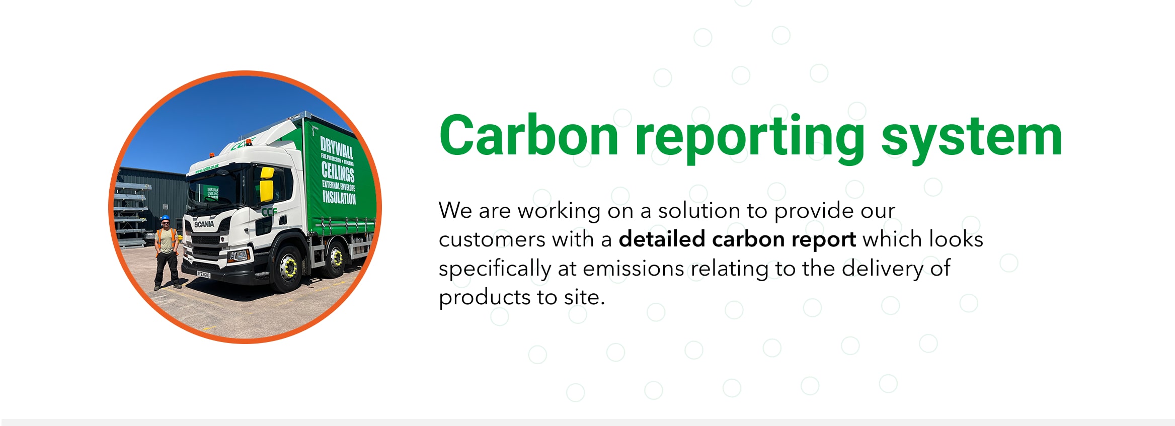 White image that reads in green letters 'carbon reporting system'.