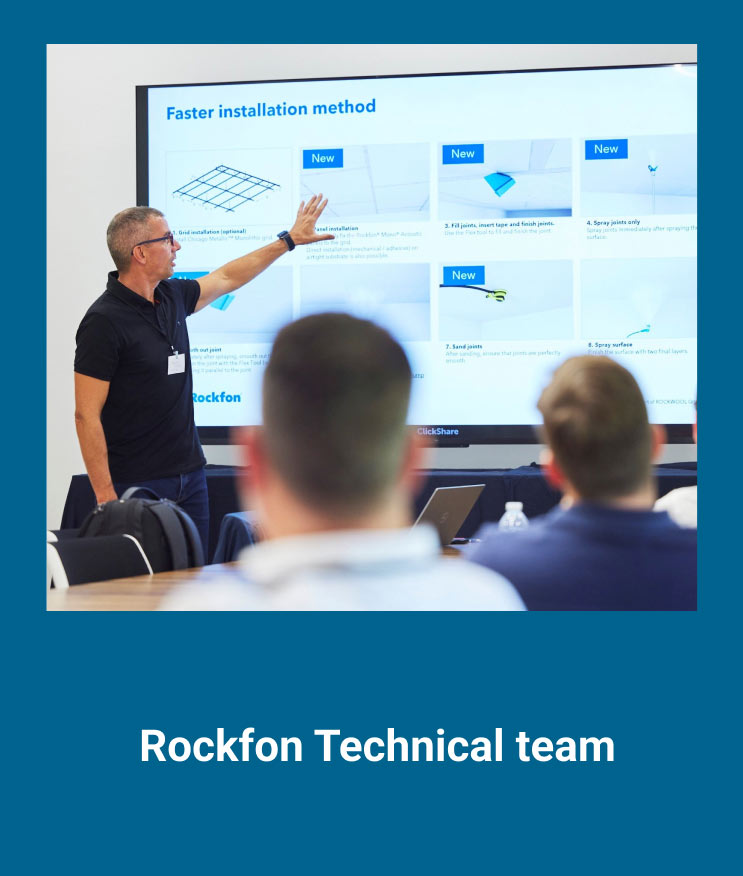 The image shows Rockfon’s technical team.