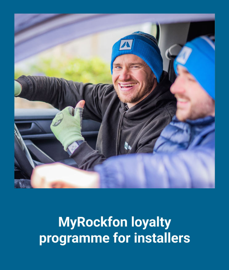 The image shows Rockfon’s loyalty programme for installers.