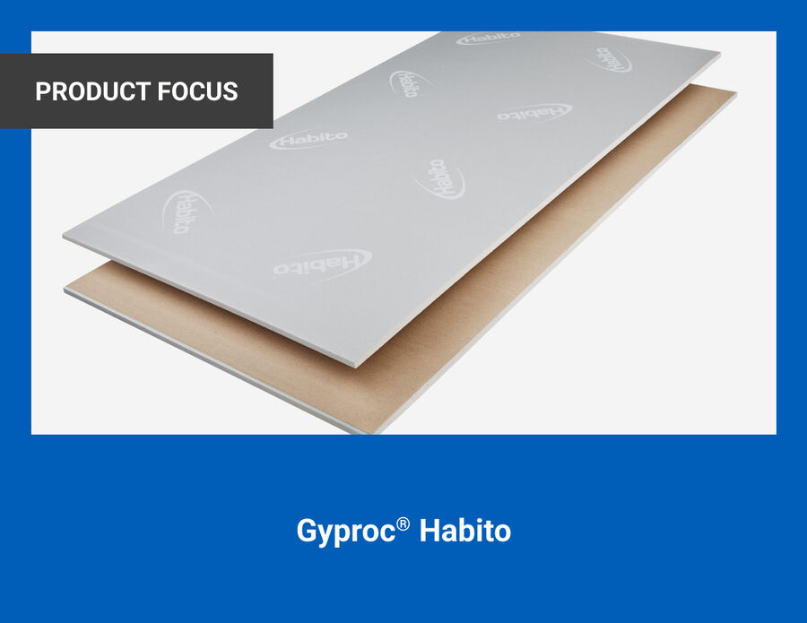 The image shows British Gypsum's Gyproc Habito