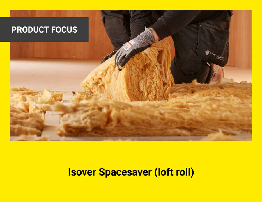 The image shows Isover's spacesaver loft roll.