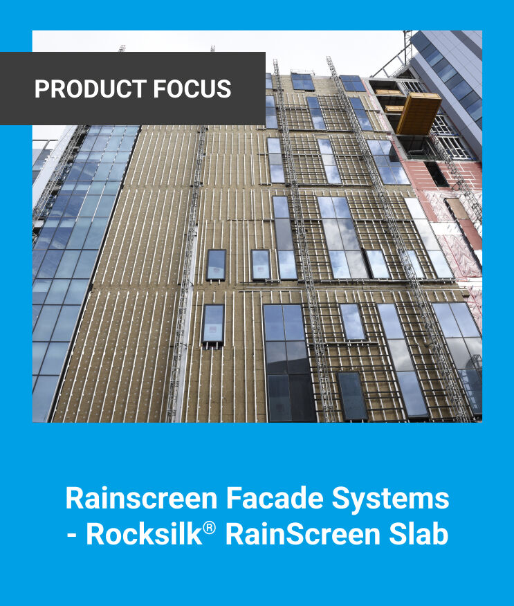 The image shows knauf's Rainscreen Facade Systems - Rocksilk Rainscreen Slab