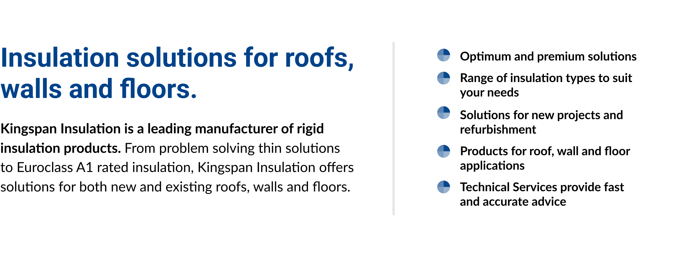 The image contains a paragraph and bullet points about the characteristics and attributes of Kingspan