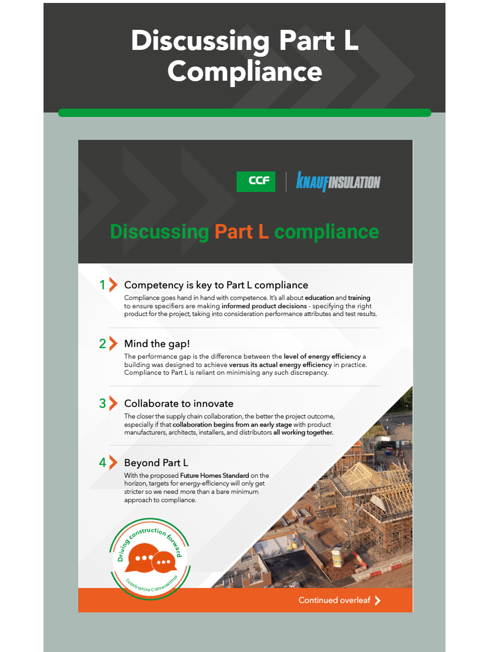 Image of our brochure front page. The brochure is called Discussing Part L Compliance