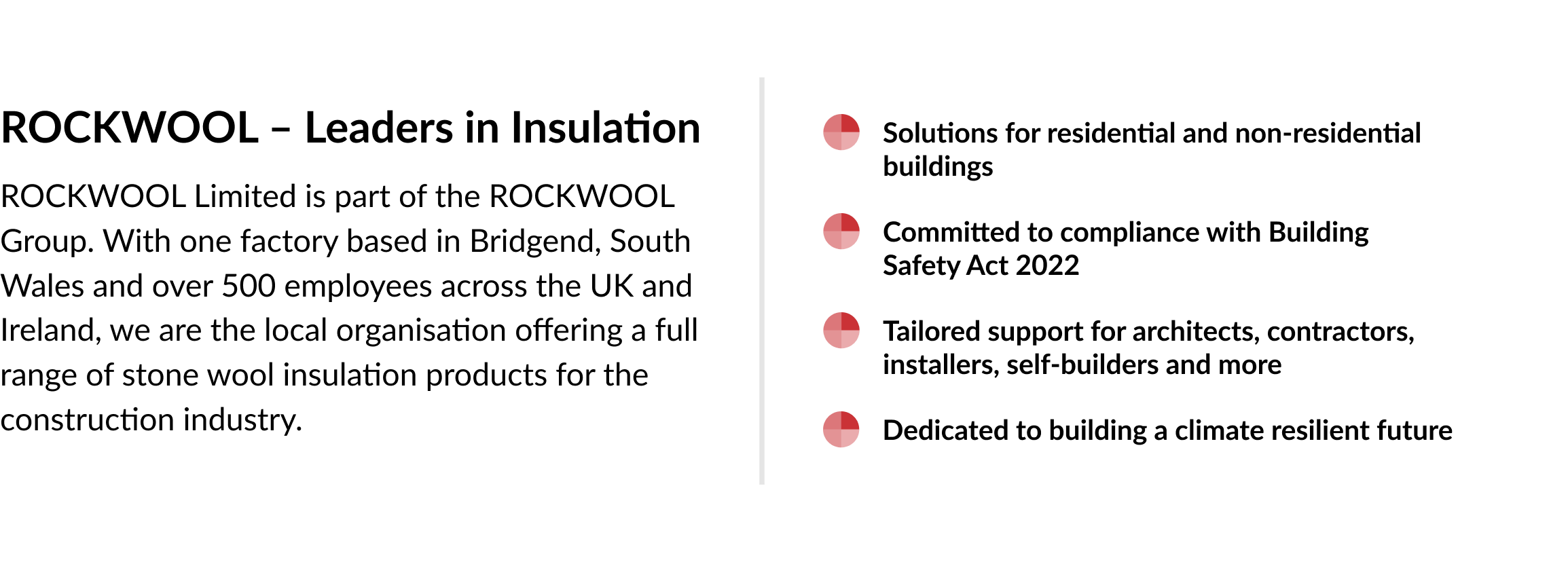 The image contains a paragraph and bullet points about the characteristics and attributes of Rockwool