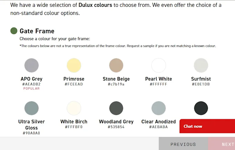 Main Gate Color Code Colour Selection for Easy Picket Gates