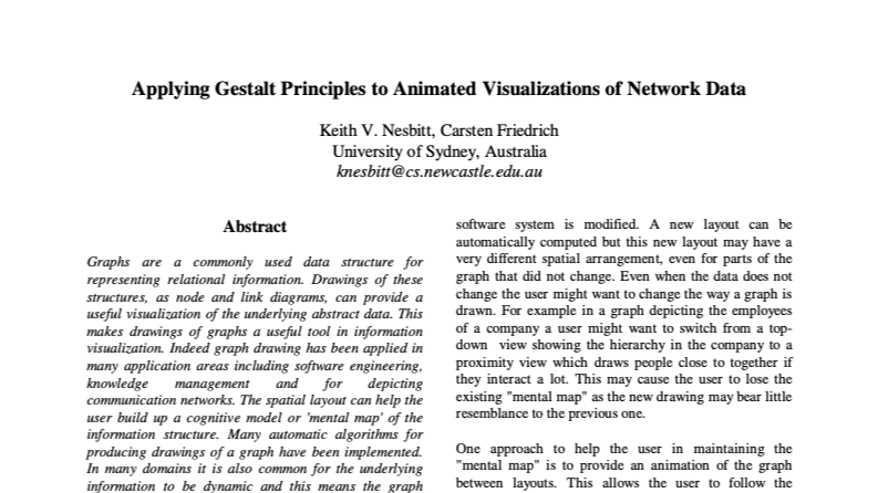 Cover for Applying Gestalt Principles to Animated Visualizations of Network Data