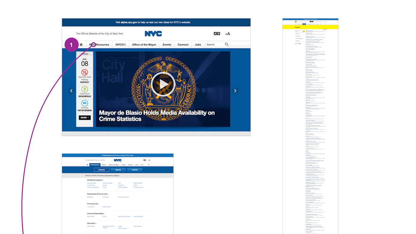 Screenshot of the 3 rule applied to NYC.gov website