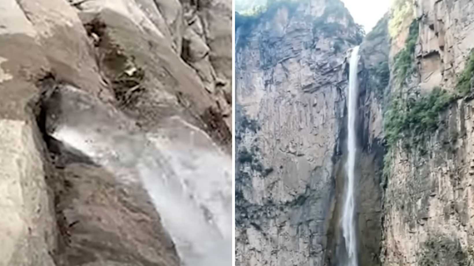 Video Of Water Pipes Supplying Water To Famous Waterfall In China Goes ...