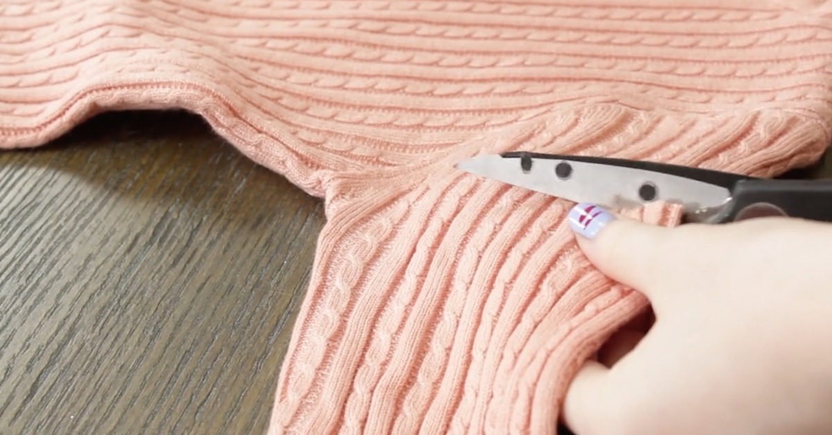 She Cuts The Sleeves Off An Old Sweater... When I Saw What She Uses
