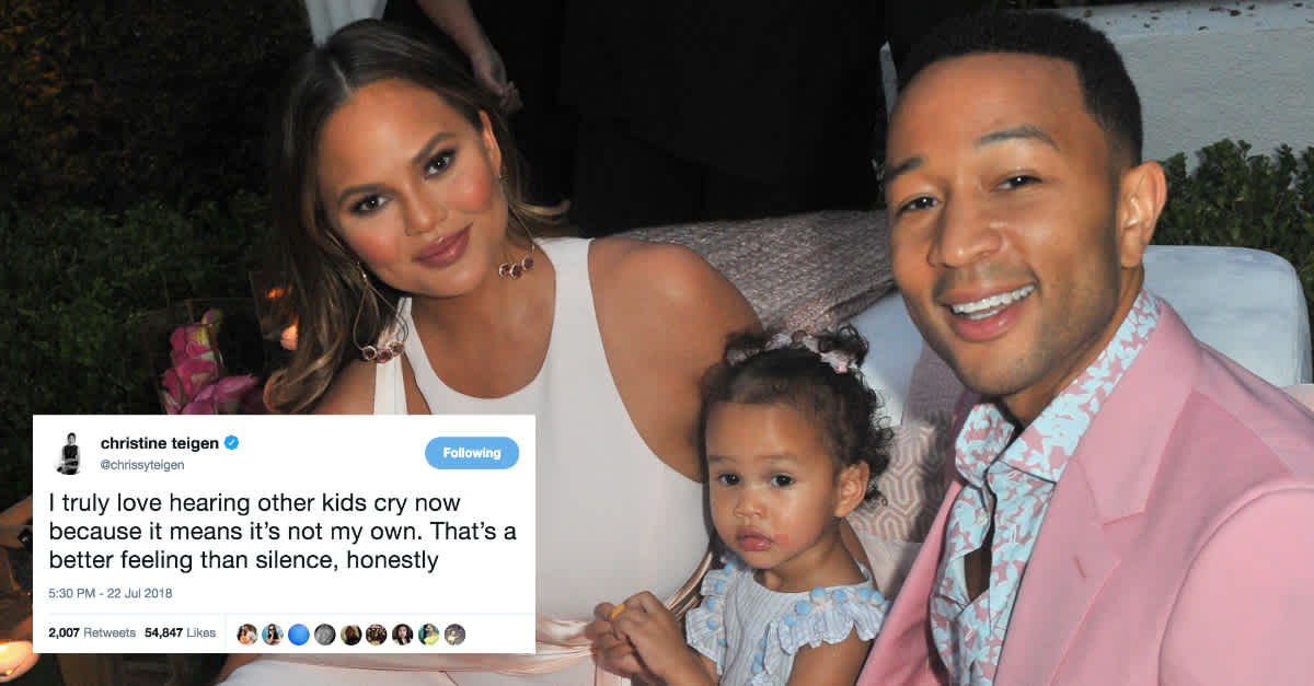 Chrissy Teigen Posts Relatable Tweet About Hearing Other Kids Cry