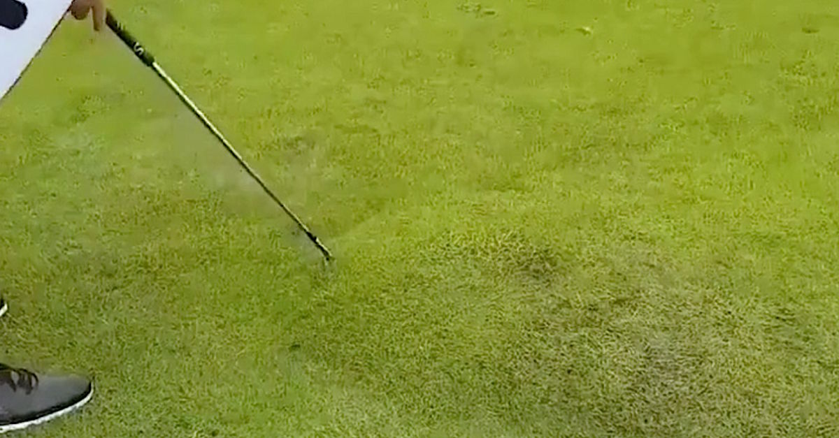 Golfer Finds Water Bubble Under The Grass And Pops It Like A Pimple