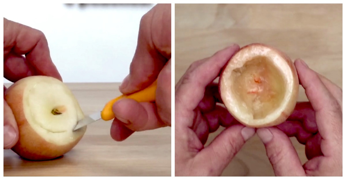He Scoops The Pit Out Of An Ordinary Peach. Now Watch What He Stuffs