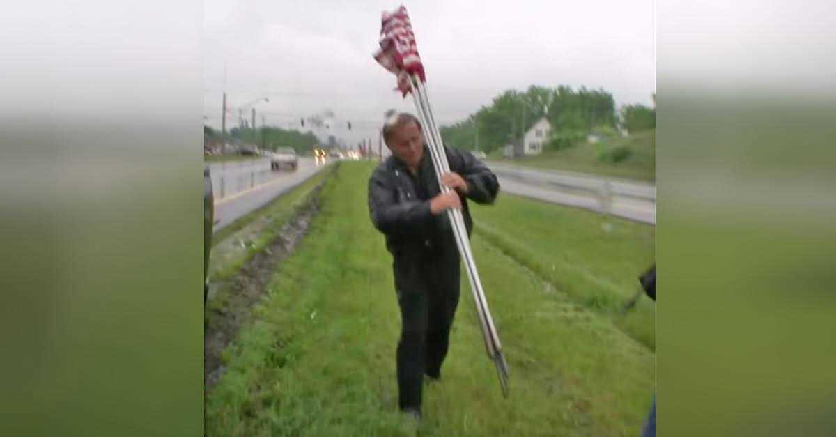 He Carries An American Flag In The Pouring Rain. Now Watch Who Comes ...