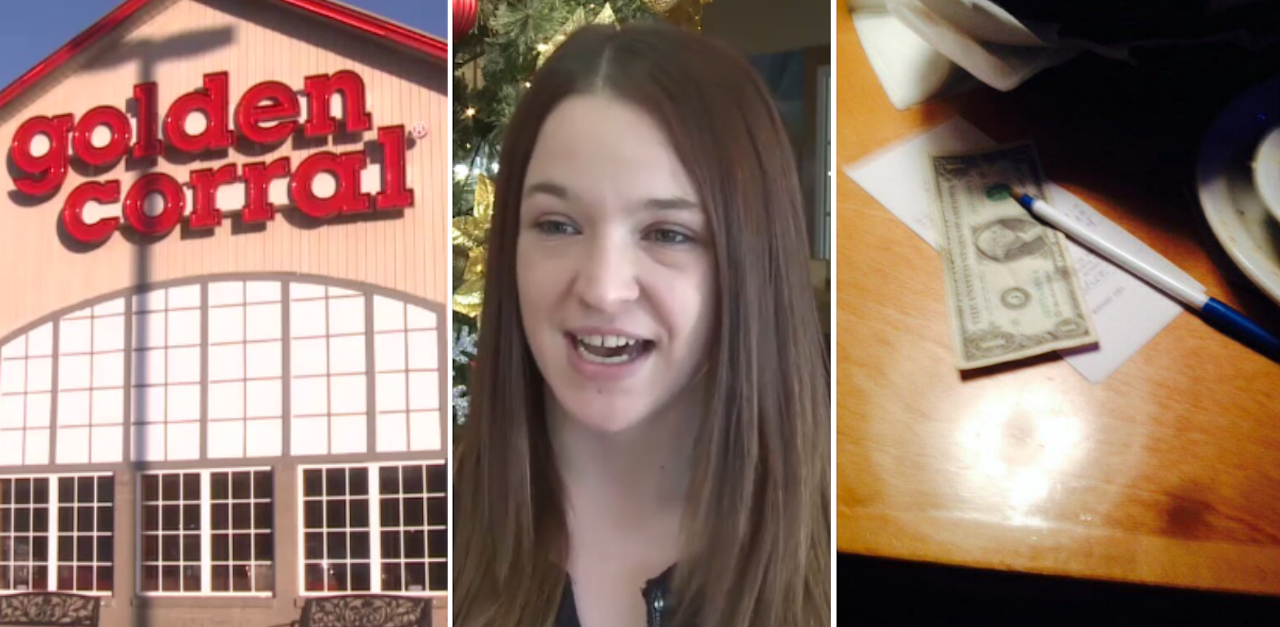 Couple Walks Out Of Golden Corral Leaving Server 1 Tip But She Unfolds It And Finds 1000 More Littlethings Com