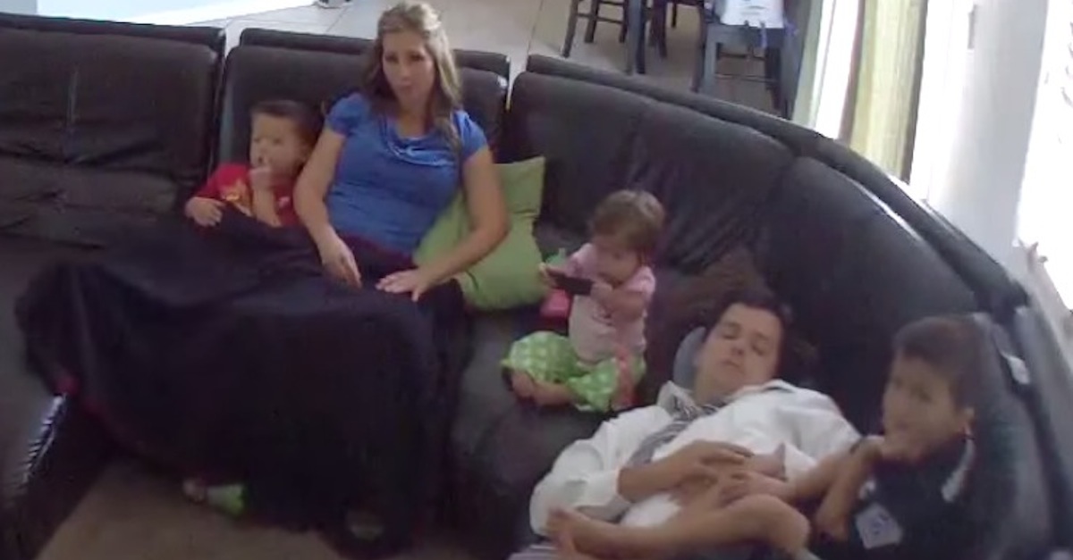 Dad Was Asleep On The Couch. But When Baby Starts Falling, Watch His