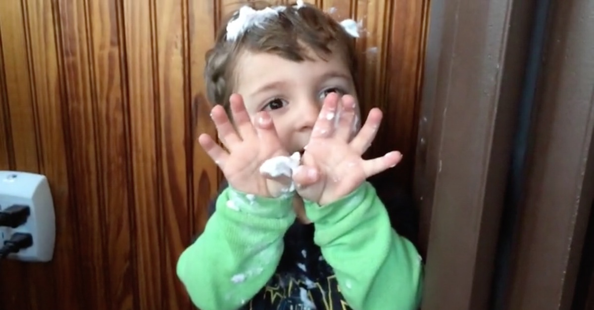 Mom Finds Her Toddler Covered In Shaving Cream... Now Wait For His