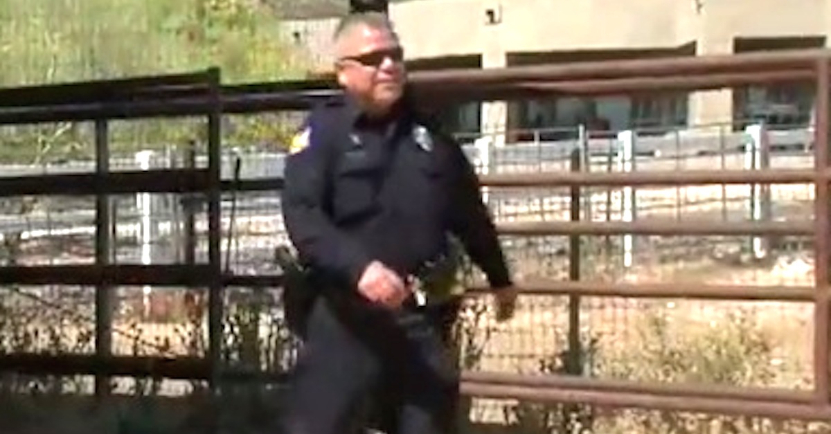 They Catch A Police Officer On A Ranch. Now Look Who Follows Behind Him ...