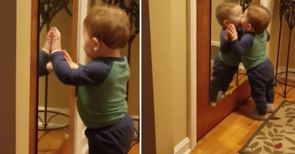 Baby Catches Glimpse Of Himself In Mirror And Is Absolutely Mesmerized