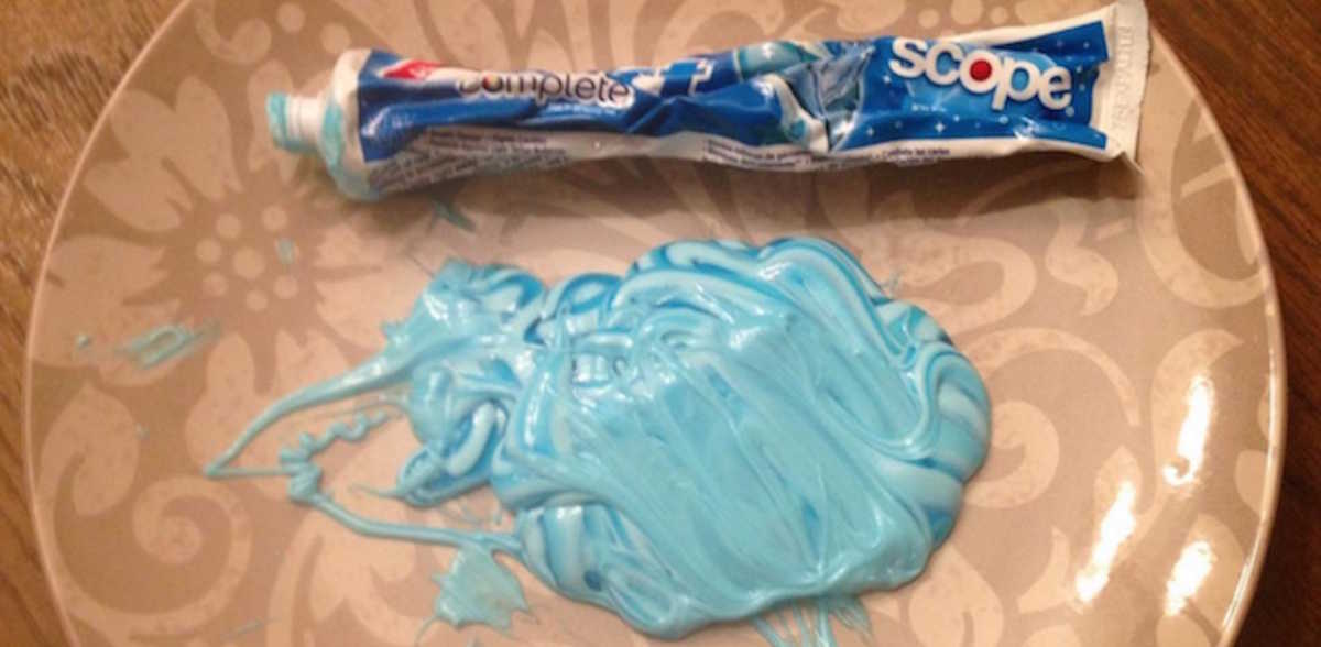 Mom Makes Daughter Squirt A Tube Of Toothpaste Onto A Plate To Teach