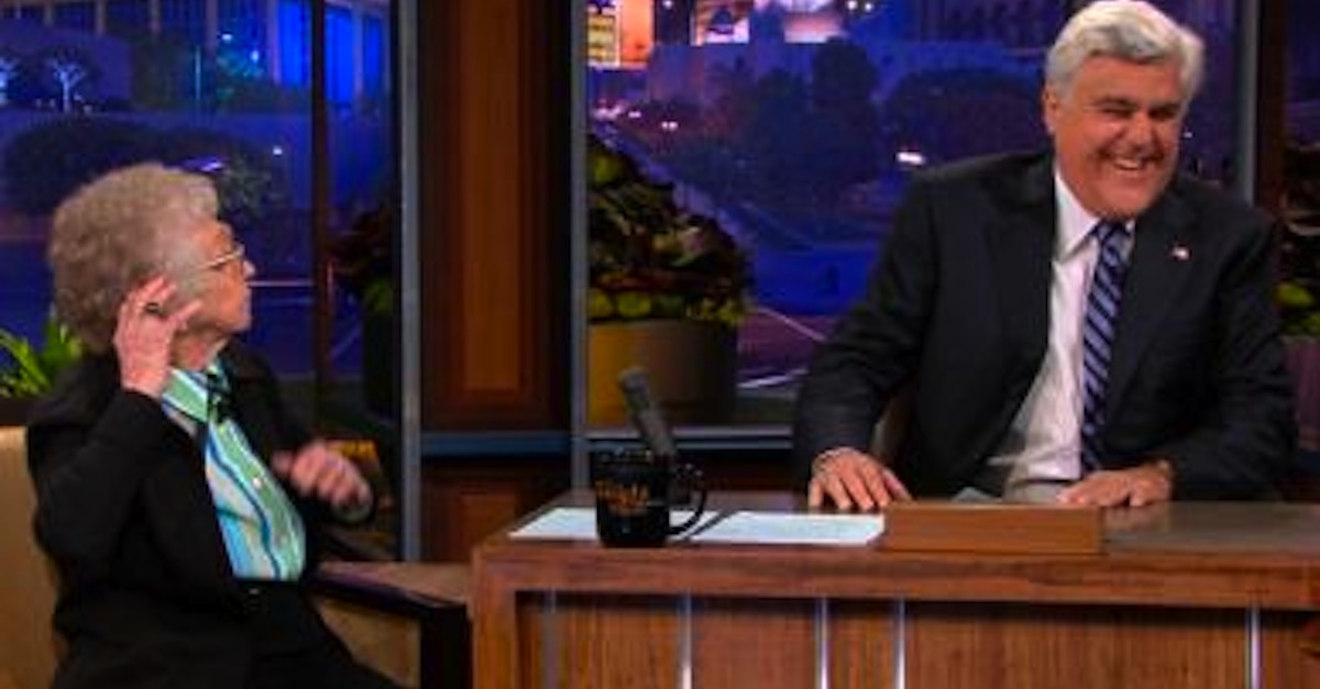 Jay Leno Meets 100YearOld Lady, She Says The FUNNIEST Thing