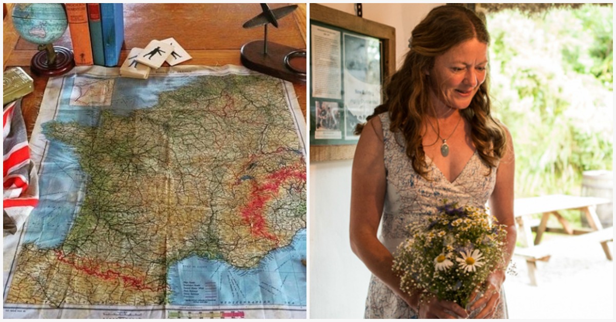 History-Loving Bride Transforms WWII Escape Maps Into A Stunning