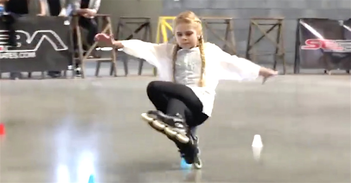 She Rollerblades Backwards Through Tiny Cones. When She Starts Lifting