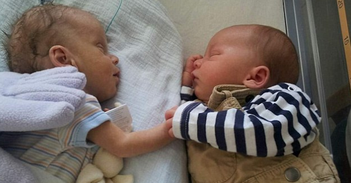 Newborn Twins Hold Hands In The Hospital | LittleThings.com