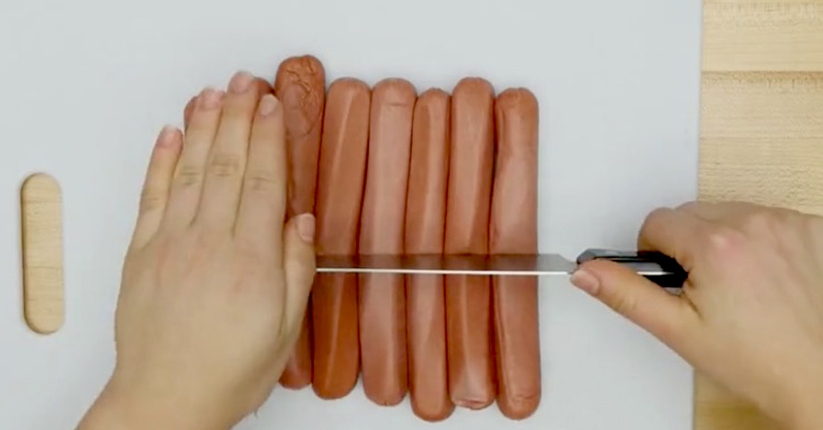 She Slices 8 Hot Dogs In Half, Then Lines Them Up Perfectly To Do THIS