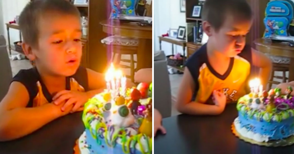 Boy Can't Figure Out How To Blow Out Candles