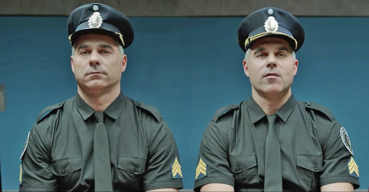 Two Identical Twin Cops Sit Down. Now Watch The One On The Right's ...