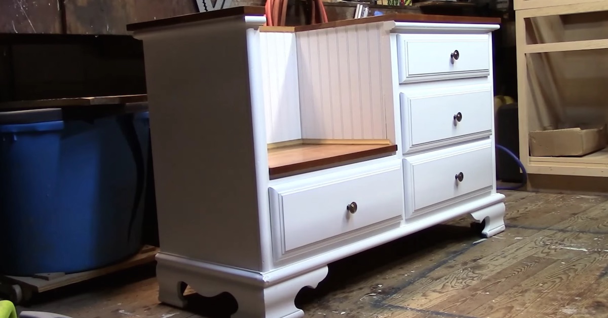 He Rips Off The Top Of An Old Dresser, But What He Cuts Out Next