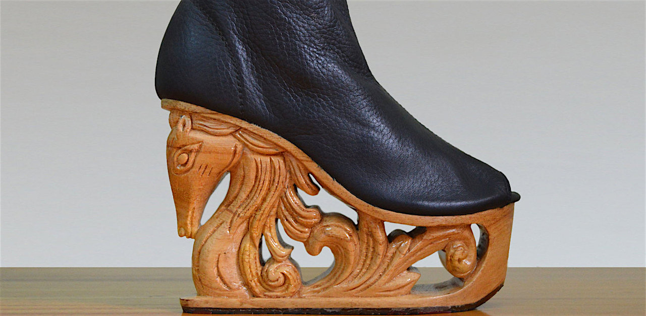 Carved wooden store shoes