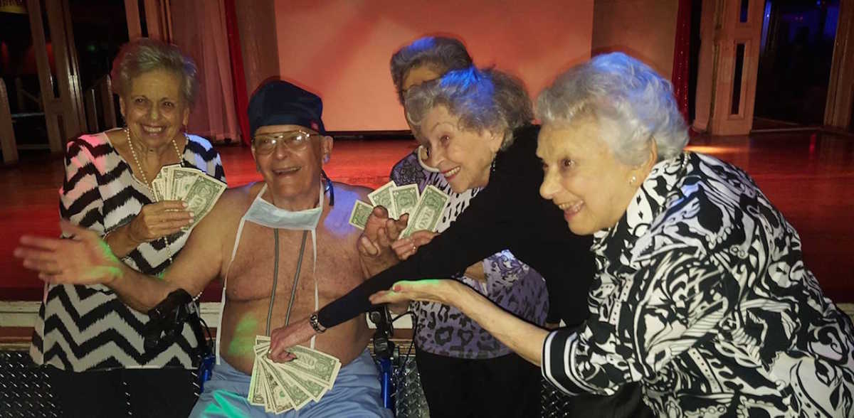 Old Ladies At All Male Strip Club Lose Their Minds When Grandpa
