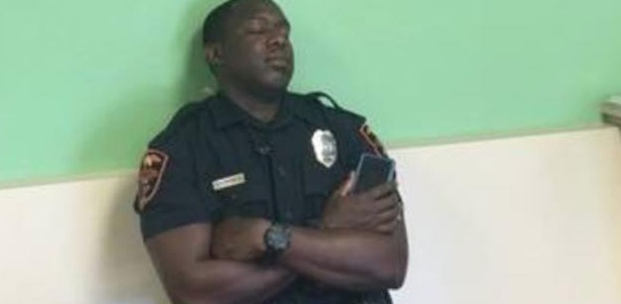 They Snap A Photo Of This Sleeping Officer. But What's Next To Him Goes